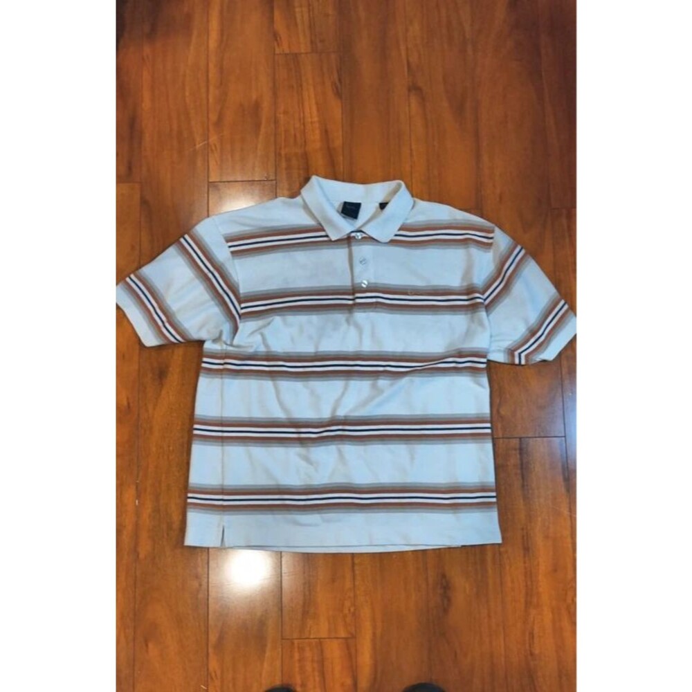 Vintage Y2K Karl Kani Gold Striped Polo Shirt Mens XXL Short Sleeve Streetwear